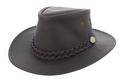 Buy Westernaussieaustralian Style Bush Leather Hat In Black Ak60