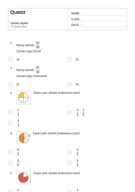 Ponad 50 Figury Płaskie I Ułamki Arkuszy Roboczych Dla Klasa 2 W