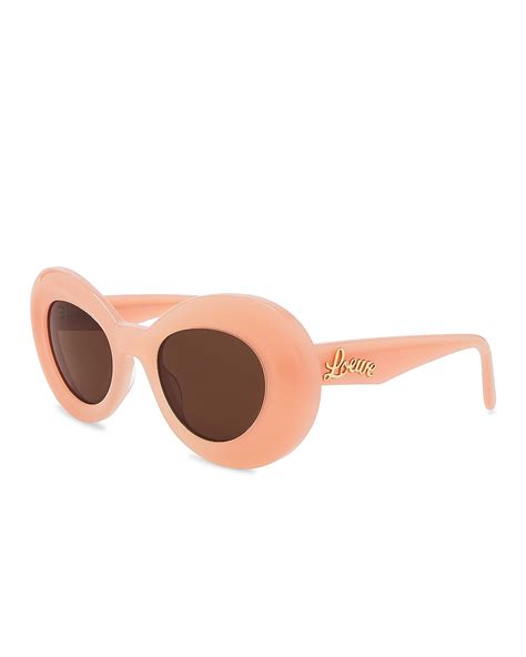 Loewe Curvy Sunglasses In Shiny Pink And Brown Fwrd