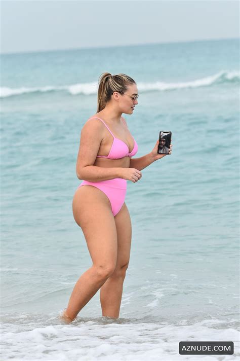 Iskra Lawrence Sexy Curves At The Beach In A Pink Bikini In Miami AZNude