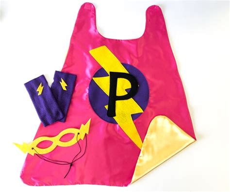 Girls Superhero Cape Set Personalized T Choose The Initial 3 Piece Set Includes Cape