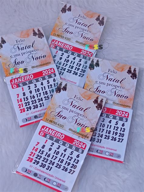 Mini Calendário Folhinha de Geladeira Personalizada Mensagem