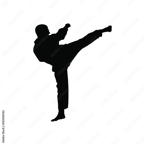 Silhouette of Martial Artist Kick (Taekwondo, Karate, Pencak Silat ...