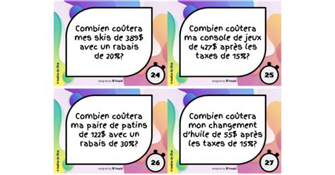 Cartes à tâche Taxes et rabais