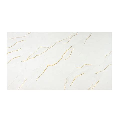 10mm Artificial Calcutta Kitchen Slab Golden Quartz Carrera White Stone