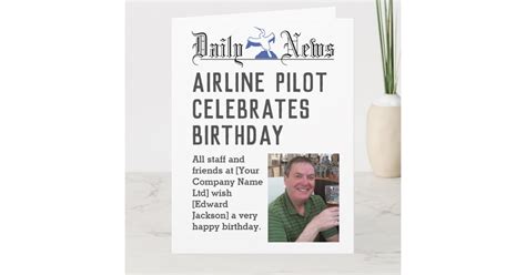 Airline Pilot Birthday Card To Personalize Zazzle