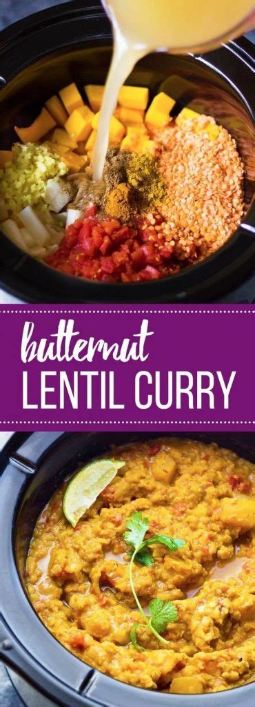 Slow Cooker Butternut Squash Lentil Curry Food Menu