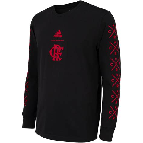 Camiseta Manga Longa Do Flamengo Adidas Lifestyle Masculina Centauro