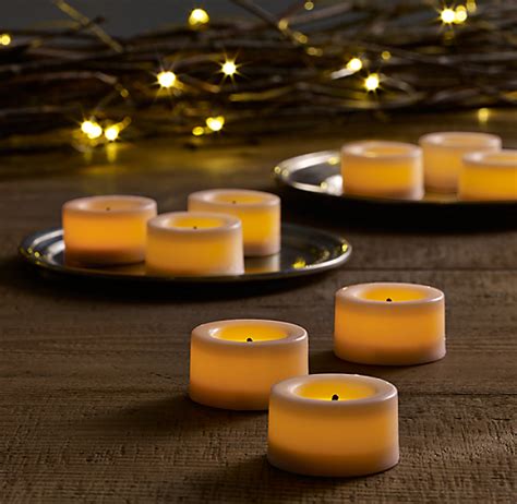 Battery Operated Wax Flameless Tea Lights Set Of 9