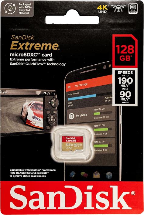 SanDisk Tarjeta De Memoria Micro SDXC Extreme De 128 GB Para Drones