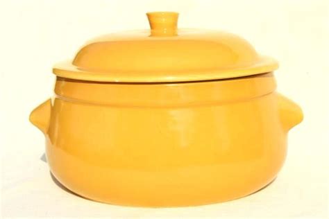 Emile Henry France Cookware Vintage French Stoneware Casserole Mustard