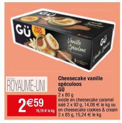 Promo Cheesecake Vanille Spéculoos Gü chez Migros France iCatalogue fr