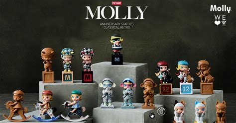 Pop Mart X Kenny Wong Molly Anniversary Statues Classical Retro Blind