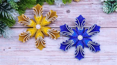 DIY Glitter Foam Sheets Snowflakes OrnamentsIdeas For Christmas