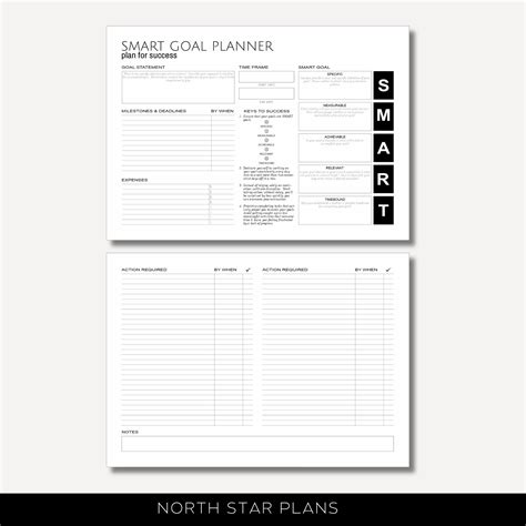 Smart Goal Planner Printable Goal Setting Organizer Template Etsy