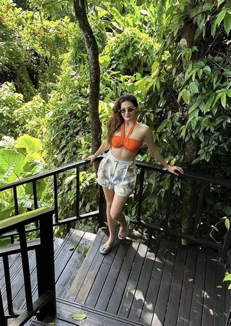 Sexy Amyra Dastur In An Orange Bikini Holiday Photos Kollywood Zone