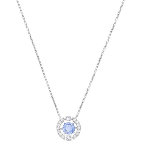 Collier Et Pendentif Swarovski Bijoux Acier Cristal Bleu