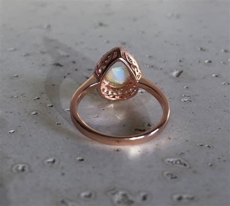 Ct Teardrop Opal Halo Engagement Ring Genuine Fire Opal Etsy