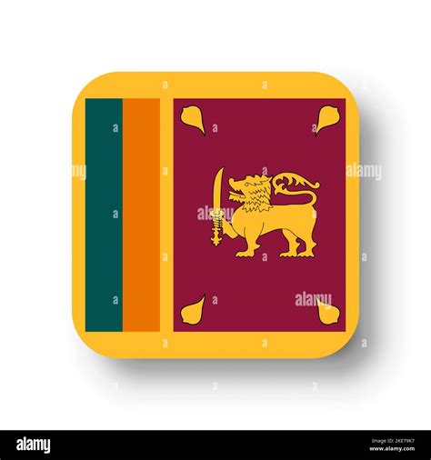 Sri Lanka Flag Flat Vector Square With Rounded Corners And Dropped Shadow Stock Vector Image