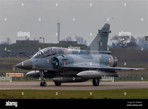 Indian Air Force Mirage 2000TI taxiing at RAF Waddington, ready to go on a sortie during the ...