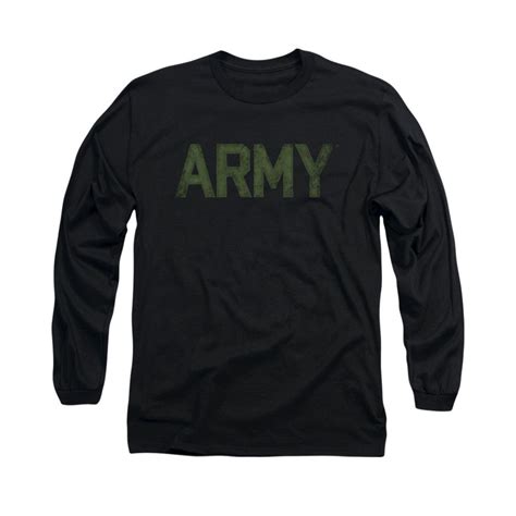 Army Shirt Green Logo Long Sleeve Black Tee T-Shirt - Army Green Logo ...