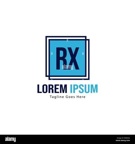 Initial Rx Logo Template With Modern Frame Minimalist Rx Letter Logo