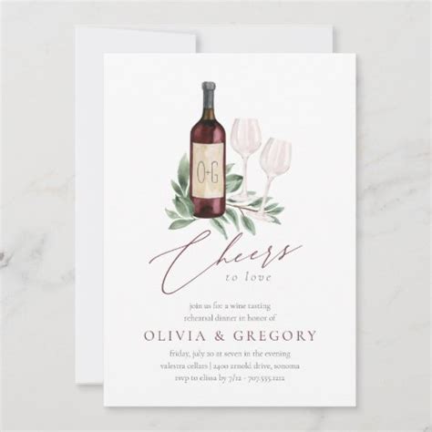 Cheers To Love Wine Tasting Rehearsal Dinner Invitation Zazzle