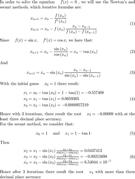 Use Both Newtons Method And The Secant Method To Calculat Quizlet