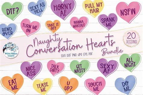 Naughty Valentines Day Conversation Hearts Svg Bundle So Fontsy