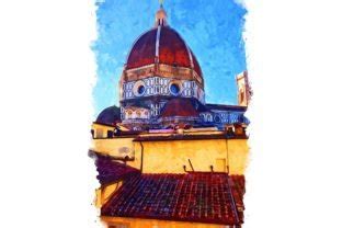 Duomo Florence Watercolor View Graphic by Poster Boutique · Creative Fabrica