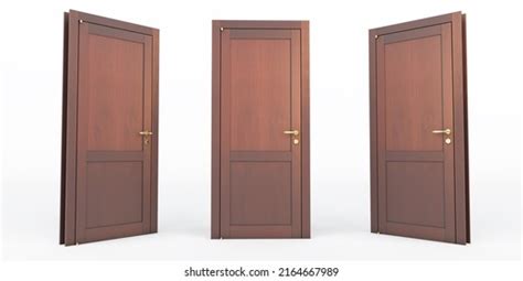 Set Realistic Wooden Doors Isolated On Stock Illustration 2164667989