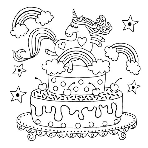 Unicorn Birthday Coloring Pages Printable Coloring Pages