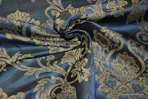 822 Luxurious Heavy Regency Blue Silk Jacquard Floral Damask Reversible