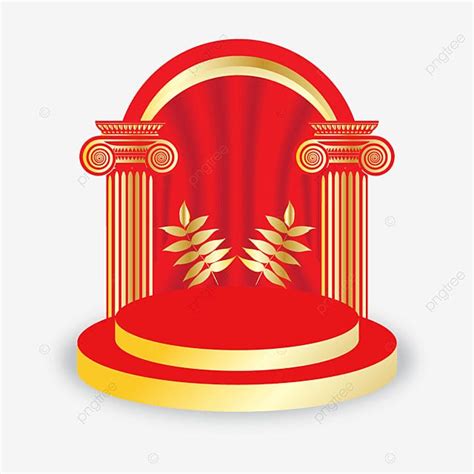 3D Podium With Red And Gold Illustration