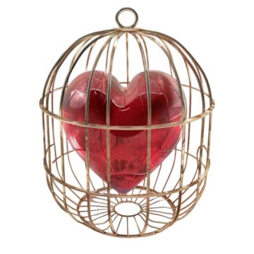 D Red Heart In A Golden Birdcage Transparent Background D Red