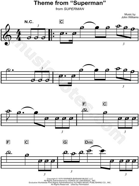 "Theme from Superman" from 'Superman' Sheet Music for Beginners in C ...