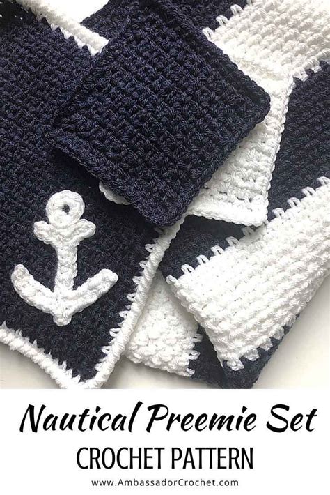 Nautical Preemie Set Ambassador Crochet Baby Blanket Crochet