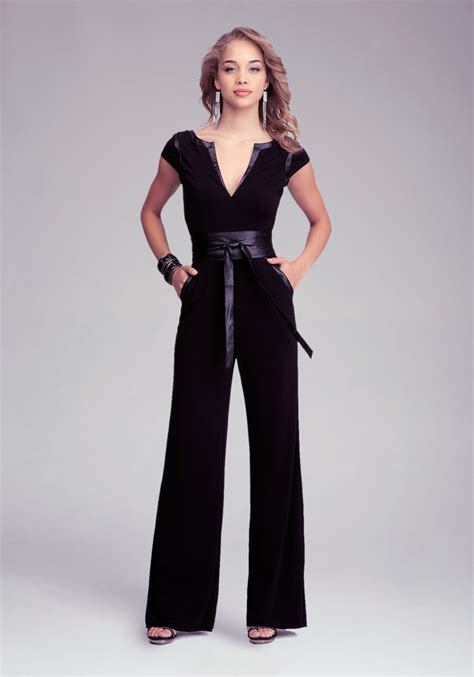 Lyst Bebe Petite Wrap Belt Jumpsuit In Black