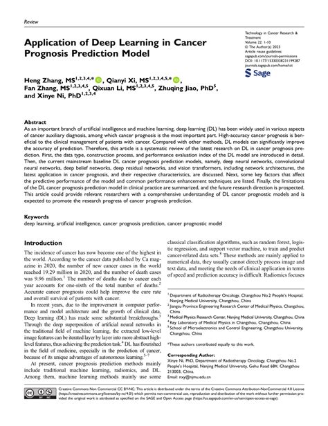 Pdf Application Of Deep Learning In Cancer Prognosis Prediction Model