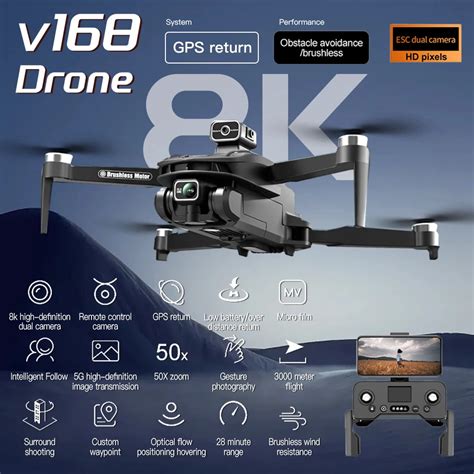 Dron Profesional V168 Cuadric Ptero Con Tres C Maras 8K Gran Angular