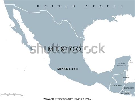 Mexico Political Map With Capital Mexico City And National Borders United Mexican States A