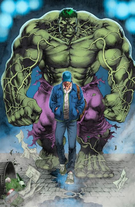 a man standing in front of a giant hulk