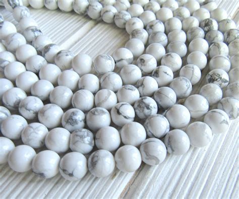 8mm Howlite Beads Full Strand White Howlite Beads White Etsy