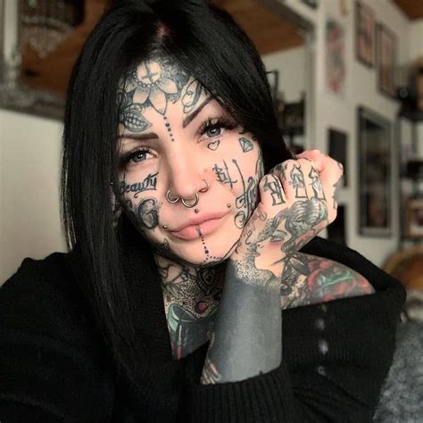 Tattooed Faces Squad On Instagram “aleksandrajasmin Blacktattoo Headtattoo Necktattoo