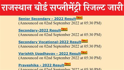 Rajasthan Board Th Th Supplementary Result Name Roll Number