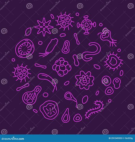 Bacteriology Vector Microbiology Science Concept Outline Round Banner