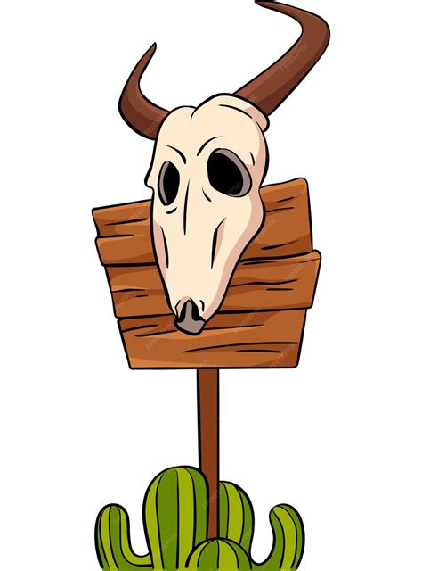 Premium Vector Cowboy Bull Skull Cartoon Colored Clipart
