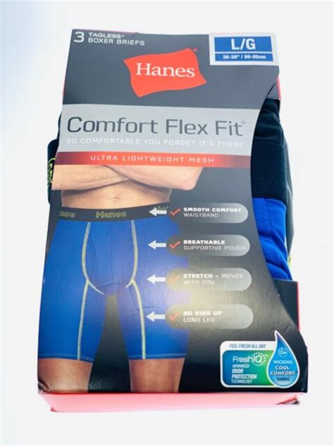 Hanes Mens Comfort Flex Fit Breathable Mesh Boxer Briefs 3 Pairs Large Ebay