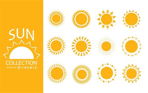 Pack Of Sun Silhouette Illustrations Vector Download