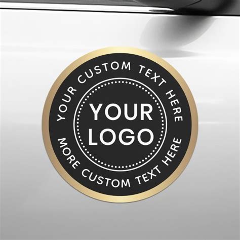 Custom logo text black or any color golden border car magnet ...